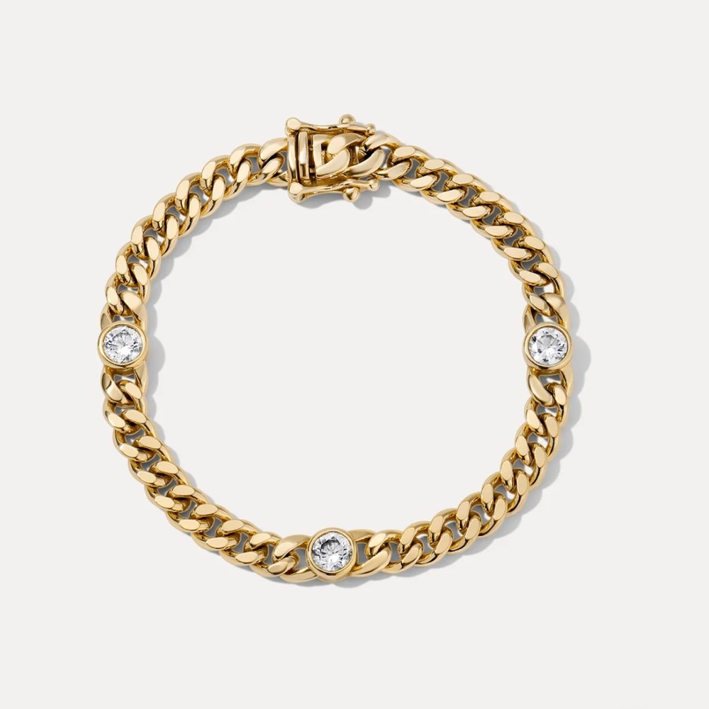 MIRANDA FRYE Josie Elegant Gold Bracelet with Crystal Accents Size XL